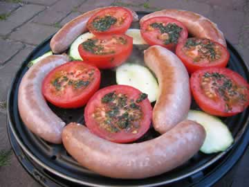 worstjes met geroosterde tomaten