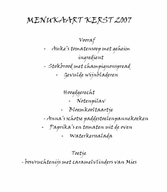 menukaart